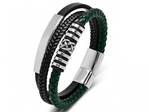 BC Jewelry Wholesale Leather Bracelet Stainless Steel Bracelet Jewelry NO.#SJ35B691
