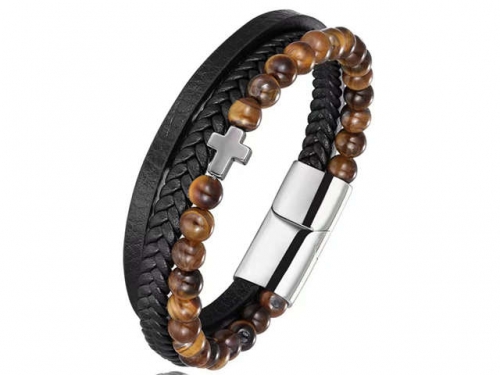 BC Jewelry Wholesale Leather Bracelet Stainless Steel Bracelet Jewelry NO.#SJ132B193