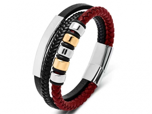 BC Jewelry Wholesale Leather Bracelet Stainless Steel Bracelet Jewelry NO.#SJ35B766