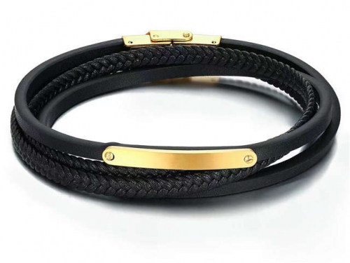 BC Jewelry Wholesale Leather Bracelet Stainless Steel Bracelet Jewelry NO.#SJ31B022
