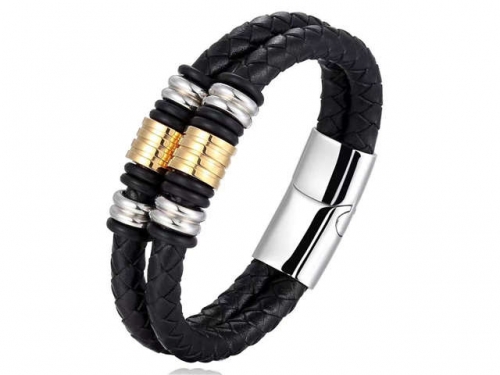 BC Jewelry Wholesale Leather Bracelet Stainless Steel Bracelet Jewelry NO.#SJ133B063