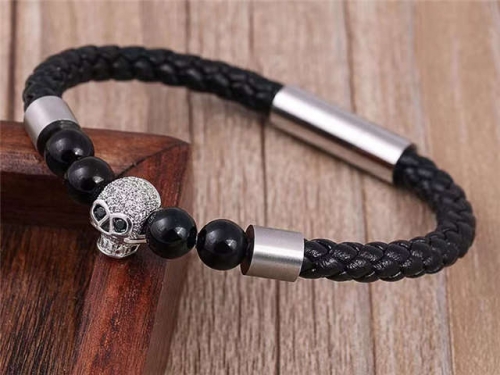 BC Jewelry Wholesale Leather Bracelet Stainless Steel Bracelet Jewelry NO.#SJ133B038