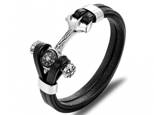 BC Jewelry Wholesale Leather Bracelet Stainless Steel Bracelet Jewelry NO.#SJ131B013