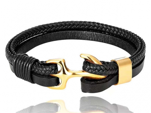 BC Jewelry Wholesale Leather Bracelet Stainless Steel Bracelet Jewelry NO.#SJ132B027