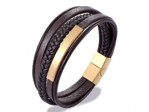 BC Jewelry Wholesale Leather Bracelet Stainless Steel Bracelet Jewelry NO.#SJ131B030