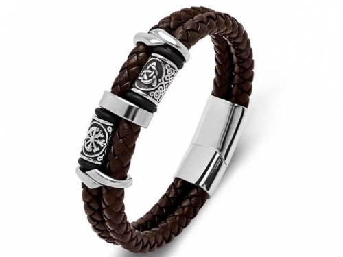 BC Jewelry Wholesale Leather Bracelet Stainless Steel Bracelet Jewelry NO.#SJ35B357