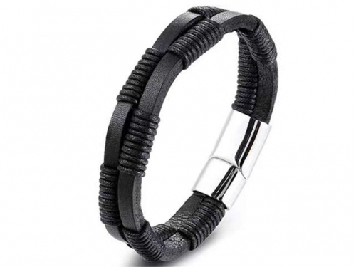 BC Jewelry Wholesale Leather Bracelet Stainless Steel Bracelet Jewelry NO.#SJ127B432