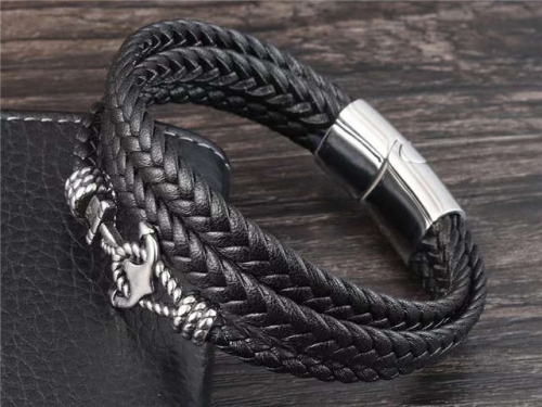 BC Jewelry Wholesale Leather Bracelet Stainless Steel Bracelet Jewelry NO.#SJ130B163