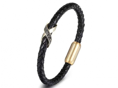 BC Jewelry Wholesale Leather Bracelet Stainless Steel Bracelet Jewelry NO.#SJ127B030