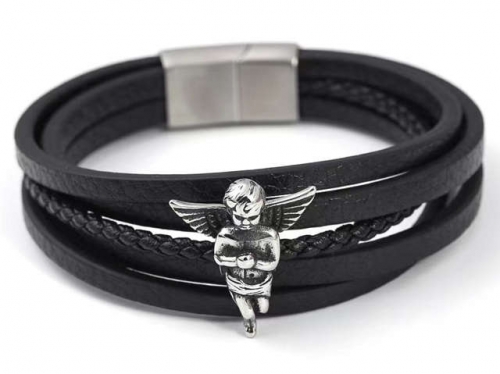 BC Jewelry Wholesale Leather Bracelet Stainless Steel Bracelet Jewelry NO.#SJ133B056