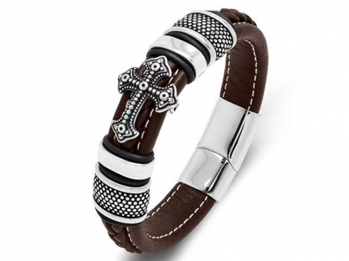 BC Jewelry Wholesale Leather Bracelet Stainless Steel Bracelet Jewelry NO.#SJ35B414