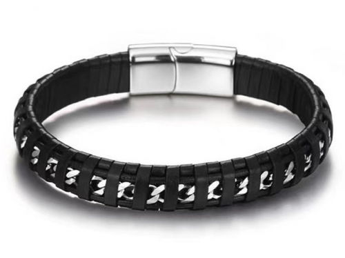 BC Jewelry Wholesale Leather Bracelet Stainless Steel Bracelet Jewelry NO.#SJ129B162