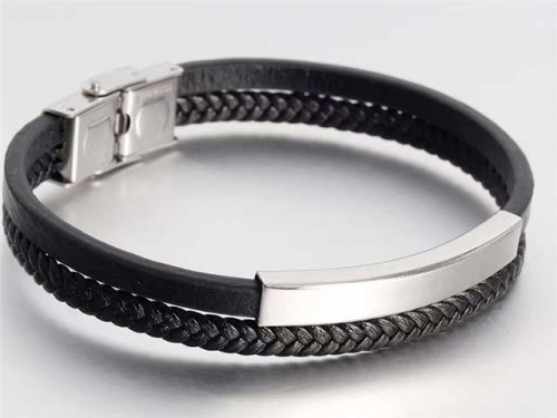 BC Jewelry Wholesale Leather Bracelet Stainless Steel Bracelet Jewelry NO.#SJ130B128