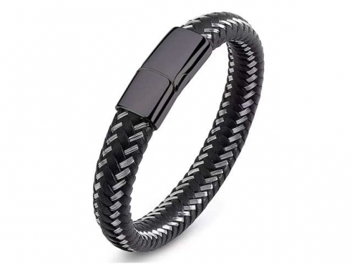 BC Jewelry Wholesale Leather Bracelet Stainless Steel Bracelet Jewelry NO.#SJ35B894