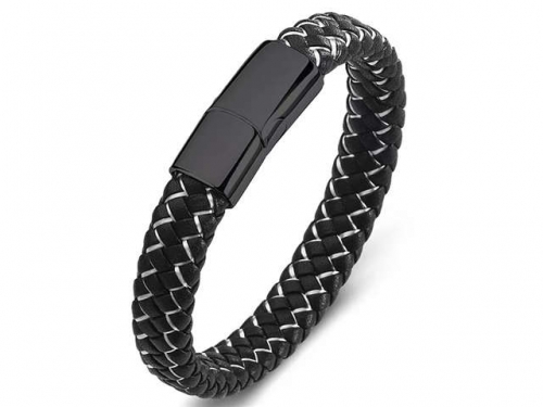 BC Jewelry Wholesale Leather Bracelet Stainless Steel Bracelet Jewelry NO.#SJ35B465