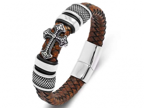 BC Jewelry Wholesale Leather Bracelet Stainless Steel Bracelet Jewelry NO.#SJ35B392