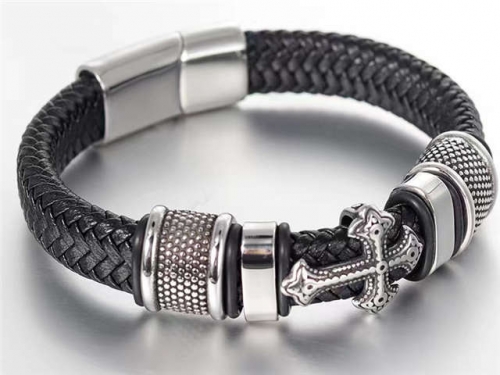 BC Jewelry Wholesale Leather Bracelet Stainless Steel Bracelet Jewelry NO.#SJ130B196
