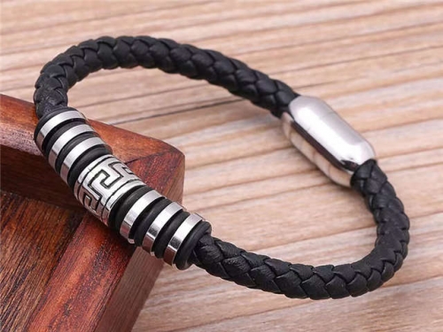 BC Jewelry Wholesale Leather Bracelet Stainless Steel Bracelet Jewelry NO.#SJ133B005