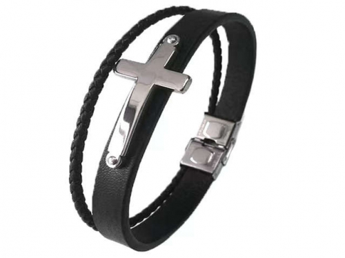 BC Jewelry Wholesale Leather Bracelet Stainless Steel Bracelet Jewelry NO.#SJ31B045