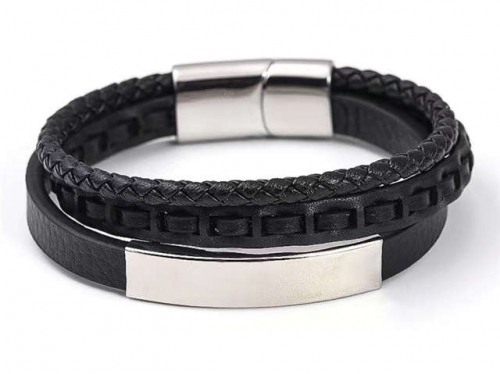 BC Jewelry Wholesale Leather Bracelet Stainless Steel Bracelet Jewelry NO.#SJ133B031