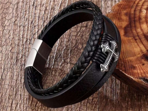 BC Jewelry Wholesale Leather Bracelet Stainless Steel Bracelet Jewelry NO.#SJ133B014