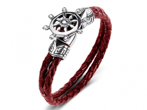 BC Jewelry Wholesale Leather Bracelet Stainless Steel Bracelet Jewelry NO.#SJ35B755