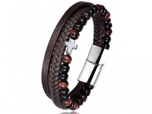 BC Jewelry Wholesale Leather Bracelet Stainless Steel Bracelet Jewelry NO.#SJ132B192