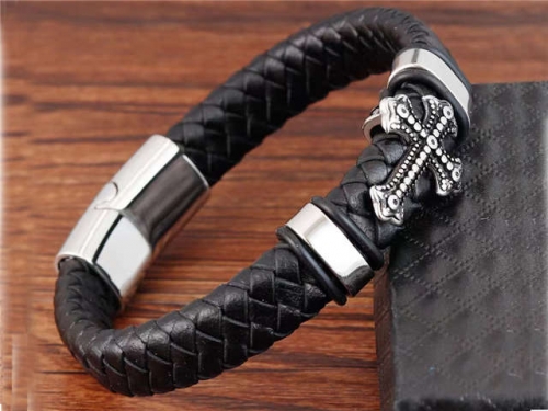 BC Jewelry Wholesale Leather Bracelet Stainless Steel Bracelet Jewelry NO.#SJ130B079