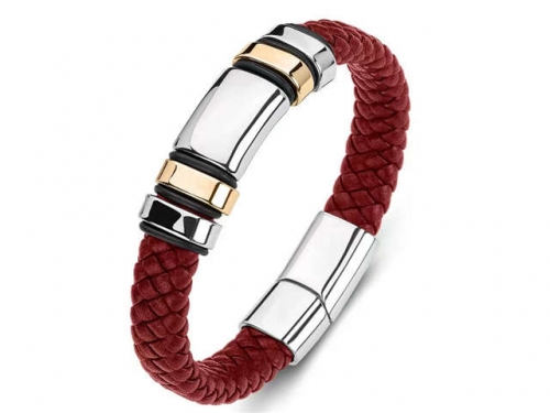 BC Jewelry Wholesale Leather Bracelet Stainless Steel Bracelet Jewelry NO.#SJ35B248