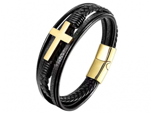 BC Jewelry Wholesale Leather Bracelet Stainless Steel Bracelet Jewelry NO.#SJ130B071