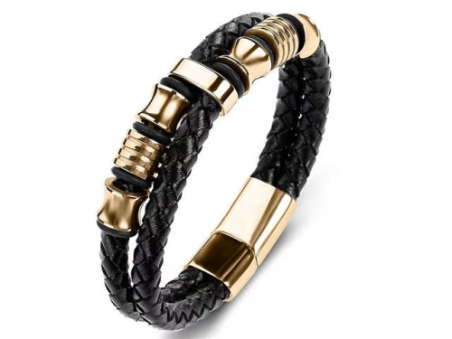 BC Jewelry Wholesale Leather Bracelet Stainless Steel Bracelet Jewelry NO.#SJ35B209