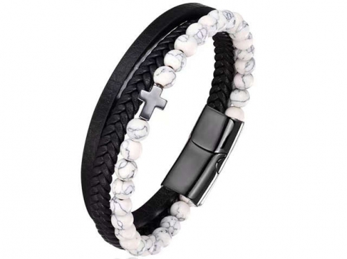 BC Jewelry Wholesale Leather Bracelet Stainless Steel Bracelet Jewelry NO.#SJ132B131