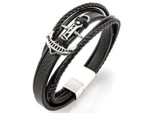 BC Jewelry Wholesale Leather Bracelet Stainless Steel Bracelet Jewelry NO.#SJ31B036