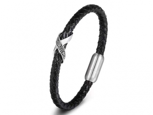 BC Jewelry Wholesale Leather Bracelet Stainless Steel Bracelet Jewelry NO.#SJ127B031