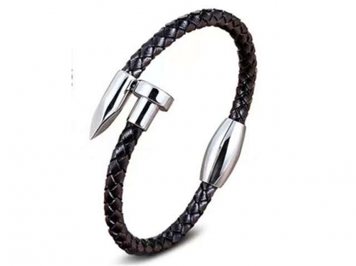 BC Jewelry Wholesale Leather Bracelet Stainless Steel Bracelet Jewelry NO.#SJ127B203