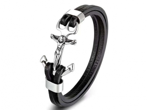 BC Jewelry Wholesale Leather Bracelet Stainless Steel Bracelet Jewelry NO.#SJ127B455