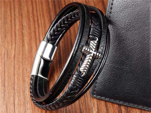 BC Jewelry Wholesale Leather Bracelet Stainless Steel Bracelet Jewelry NO.#SJ130B141