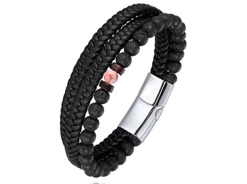 BC Jewelry Wholesale Leather Bracelet Stainless Steel Bracelet Jewelry NO.#SJ132B155