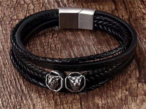 BC Jewelry Wholesale Leather Bracelet Stainless Steel Bracelet Jewelry NO.#SJ133B035