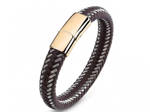 BC Jewelry Wholesale Leather Bracelet Stainless Steel Bracelet Jewelry NO.#SJ35B893