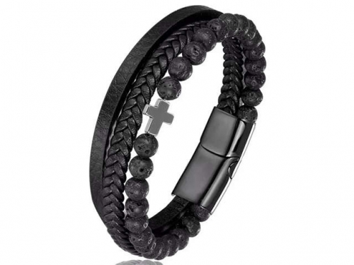 BC Jewelry Wholesale Leather Bracelet Stainless Steel Bracelet Jewelry NO.#SJ132B124