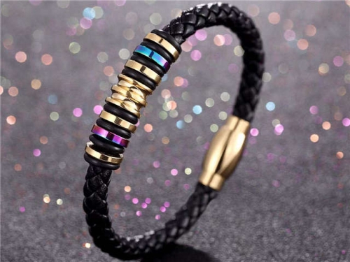 BC Jewelry Wholesale Leather Bracelet Stainless Steel Bracelet Jewelry NO.#SJ133B088