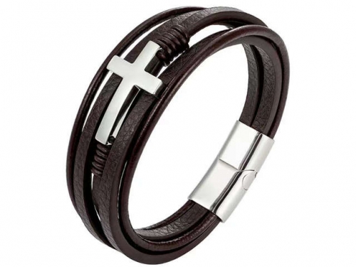 BC Jewelry Wholesale Leather Bracelet Stainless Steel Bracelet Jewelry NO.#SJ132B006