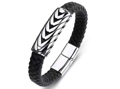 BC Jewelry Wholesale Leather Bracelet Stainless Steel Bracelet Jewelry NO.#SJ35B260