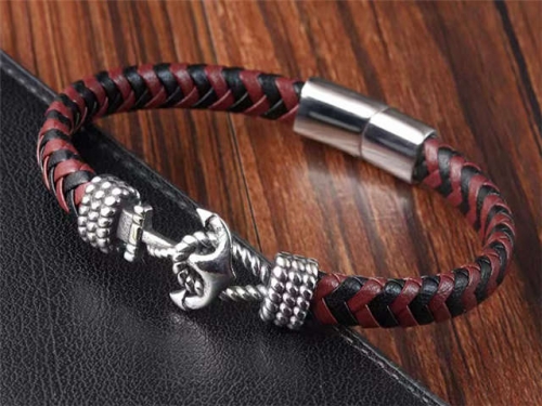 BC Jewelry Wholesale Leather Bracelet Stainless Steel Bracelet Jewelry NO.#SJ130B227