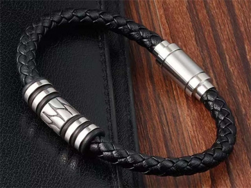 BC Jewelry Wholesale Leather Bracelet Stainless Steel Bracelet Jewelry NO.#SJ130B111
