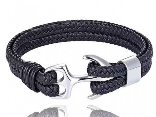 BC Jewelry Wholesale Leather Bracelet Stainless Steel Bracelet Jewelry NO.#SJ132B050