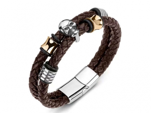 BC Jewelry Wholesale Leather Bracelet Stainless Steel Bracelet Jewelry NO.#SJ35B554