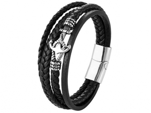 BC Jewelry Wholesale Leather Bracelet Stainless Steel Bracelet Jewelry NO.#SJ133B030