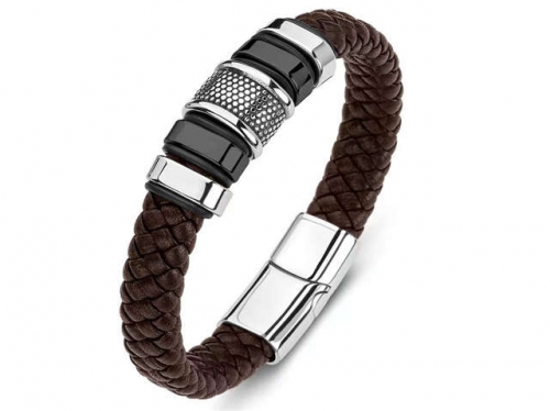 BC Jewelry Wholesale Leather Bracelet Stainless Steel Bracelet Jewelry NO.#SJ35B384